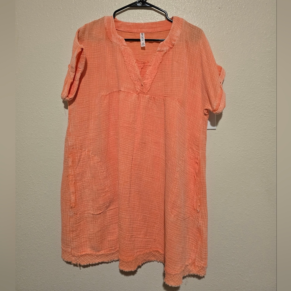 Coral Short Sleeve Dress